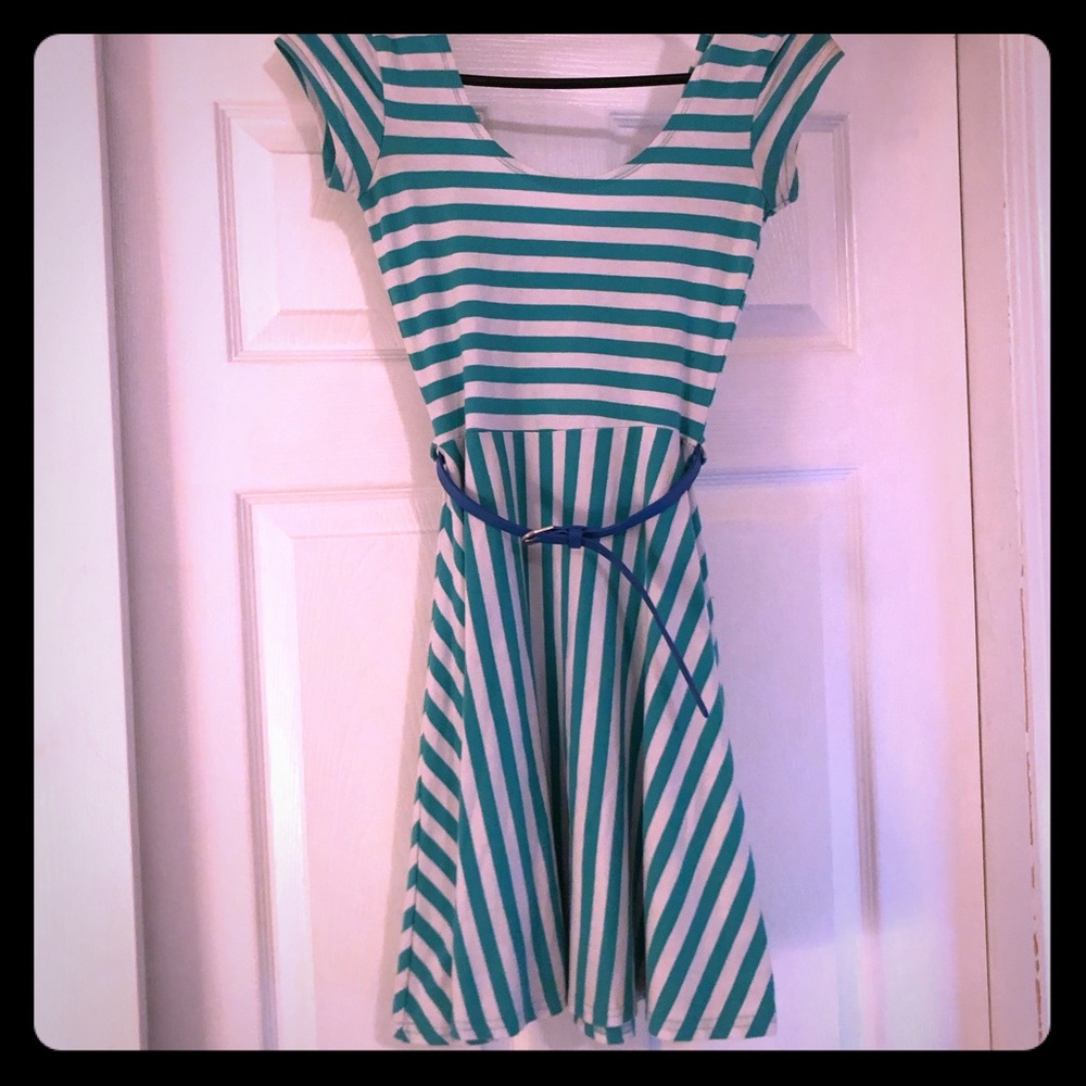 Striped sundress with belt
